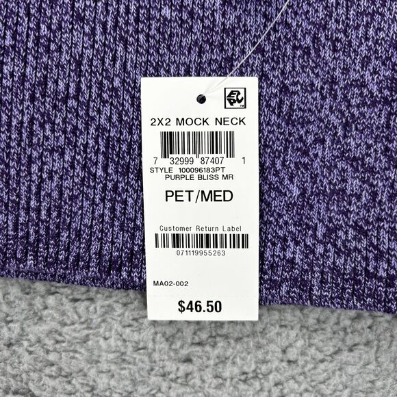 Karen Scott 2 x 2 Mock Neck Top Purple Bliss Size PET / MED PM Long Sleeve NEW - Picture 3 of 10